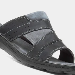 Hush Puppies Archer Mens Black Leather Mule Sandal