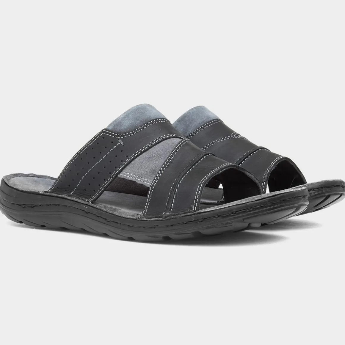 Hush Puppies Archer Mens Black Leather Mule Sandal