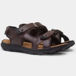 Hush Puppies Avery Mens Brown Leather Sandals