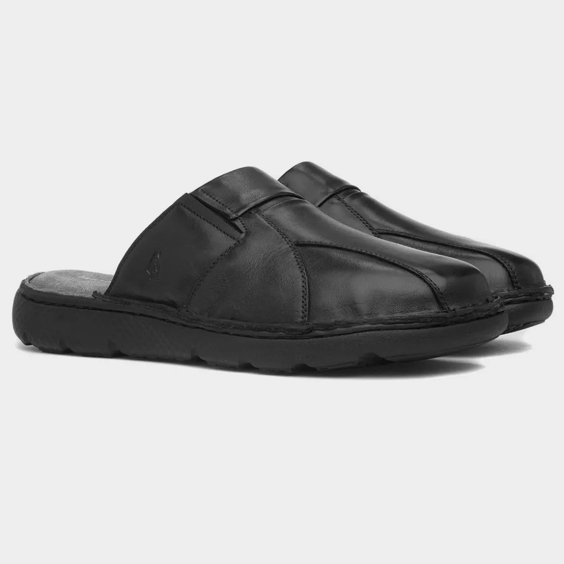 Hush Puppies Carson Mens Black Mule Leather Sandal