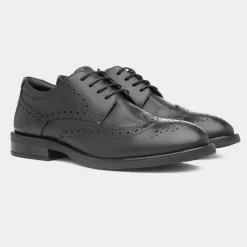 Hush Puppies Charlotte Womens Black Leather Brogue
