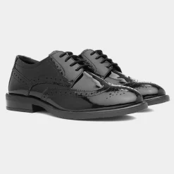 Hush Puppies Charlotte Womens Black Patent Brogue