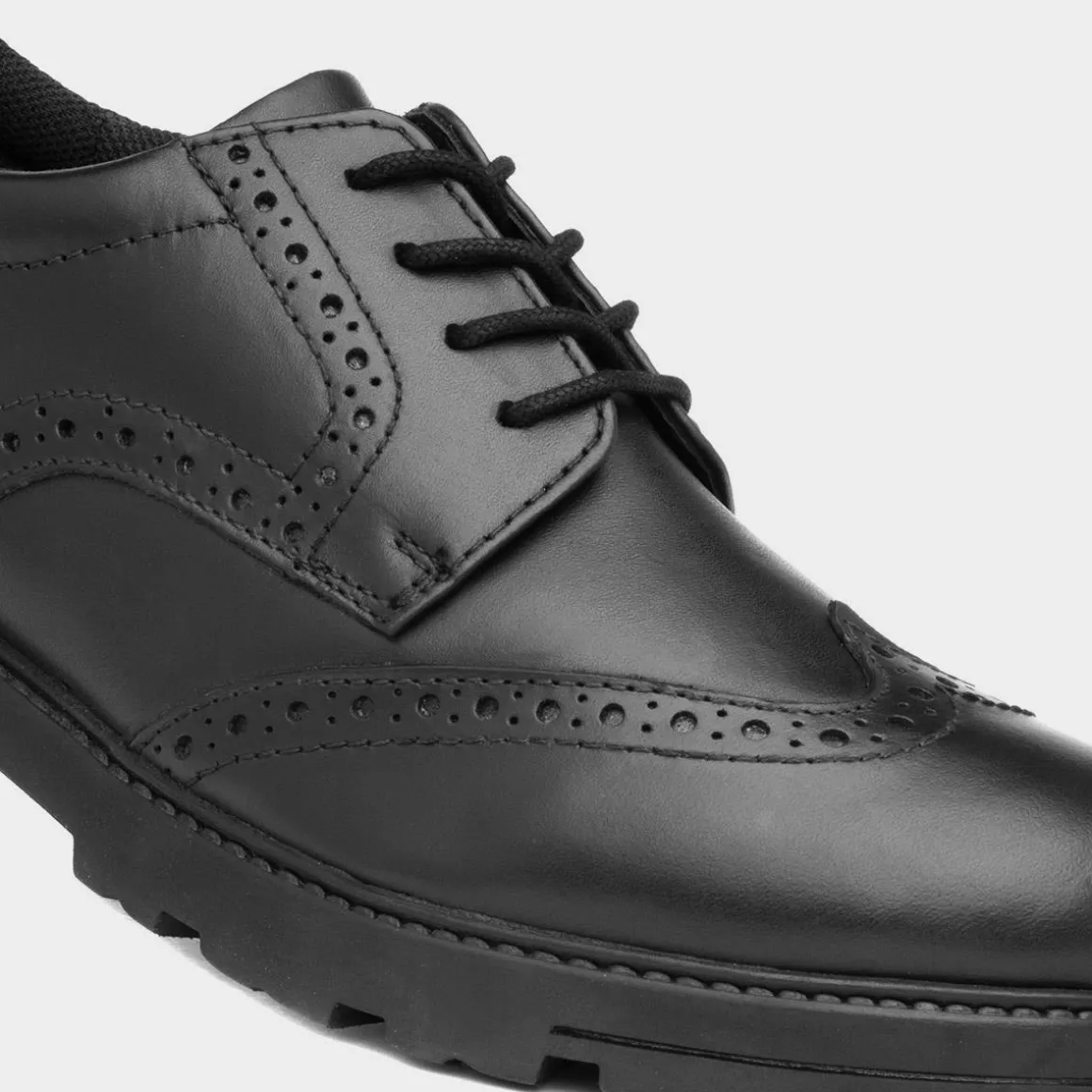 Hush Puppies Darcy Girls Black Leather Brogue