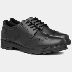 Hush Puppies Darcy Girls Black Leather Brogue