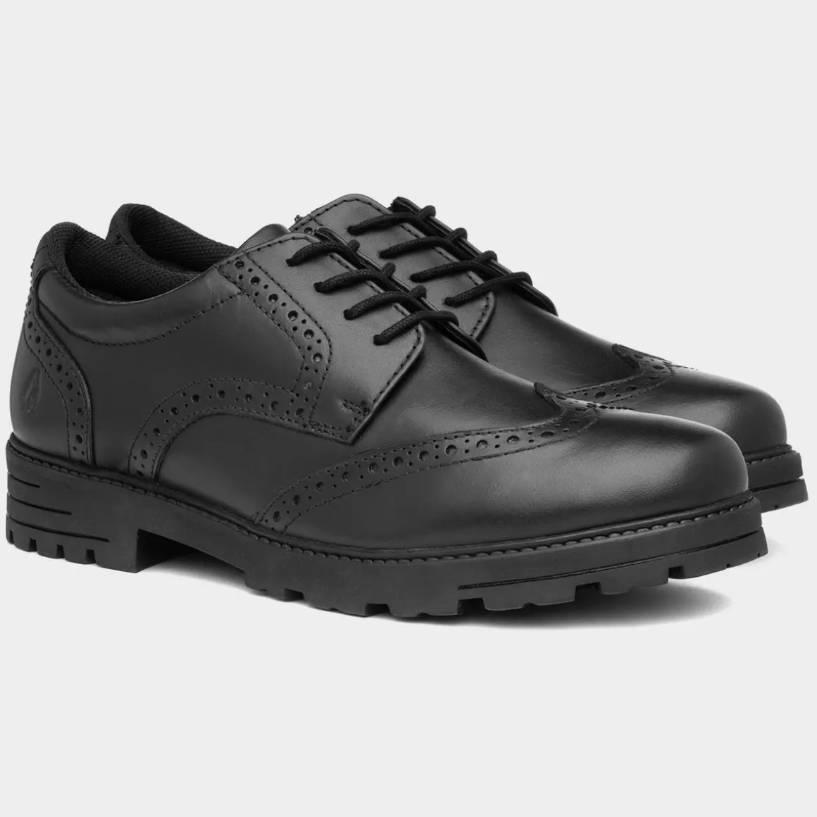 Hush Puppies Darcy Girls Black Leather Brogue