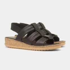 Hush Puppies Eden Womens Black Leather Sandal