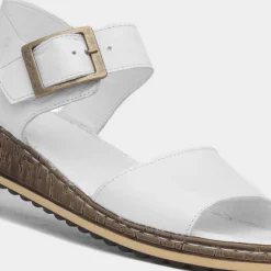 Hush Puppies Ellie Womens White Leather Sandal
