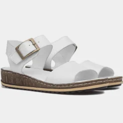 Hush Puppies Ellie Womens White Leather Sandal