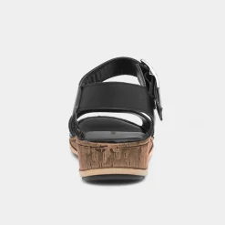 Hush Puppies Ellie Womens Black Leather Sandal
