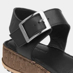 Hush Puppies Ellie Womens Black Leather Sandal