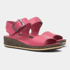 Hush Puppies Ellie Womens Fuchsia Leather Sandal