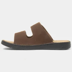 Hush Puppies Eugene Mens Brown Leather Mule Sandal