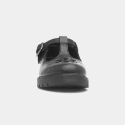 Hush Puppies Fiona Girls Black Leather T-Bar Shoe