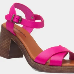 Hush Puppies Georgia Womens Pink Leather Heel