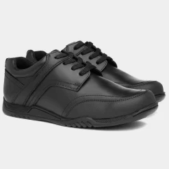 Hush Puppies Harvey Kids Black Leather Shoe