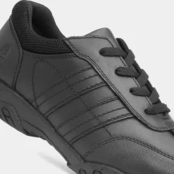 Hush Puppies Jezza Snr Boys Black School Shoe