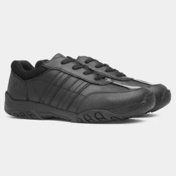 Hush Puppies Jezza Snr Boys Black School Shoe