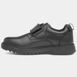 Hush Puppies Kansas Boys Black Leather Shoe