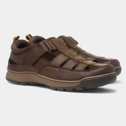 Hush Puppies Rucker Mens Brown Leather Sandal
