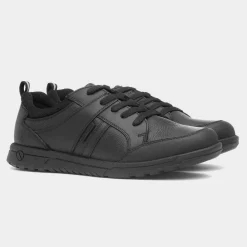 Hush Puppies Steven Snr Boys Black Shoe Sizes 3-6
