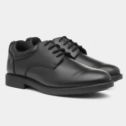 Hush Puppies Tim Boys Black Leather Shoe