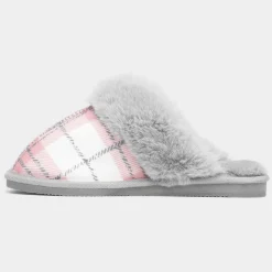 Jo & Joe Albany Womens Grey Tartan Mule Slipper