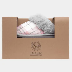 Jo & Joe Albany Womens Grey Tartan Mule Slipper