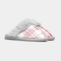 Jo & Joe Albany Womens Grey Tartan Mule Slipper