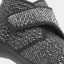 Jo & Joe Bob Mens Black Easy Fasten Bootie Slipper
