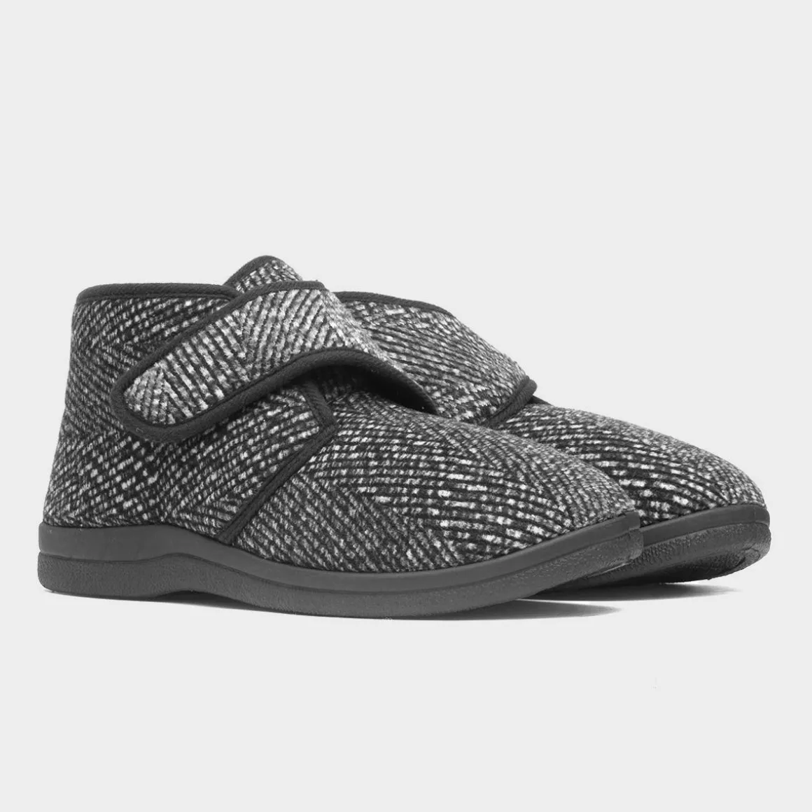 Jo & Joe Bob Mens Black Easy Fasten Bootie Slipper
