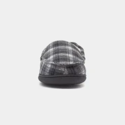 Jo & Joe Elswick Mens Grey Tartan Moccasin Slipper