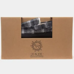 Jo & Joe Elswick Mens Grey Tartan Moccasin Slipper