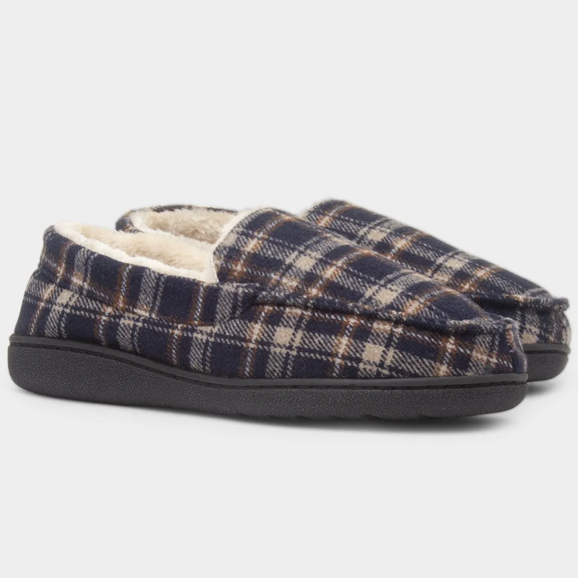Jo & Joe Elswick Mens Navy Moccasin Slipper