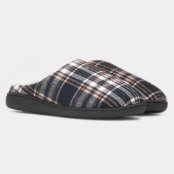 Jo & Joe Falkirk Mens Navy Tartan Mule Slipper