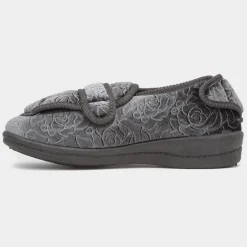 Jo & Joe Grace Womens Grey Wider Fitting Slipper