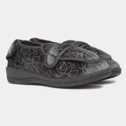 Jo & Joe Grace Womens Grey Wider Fitting Slipper