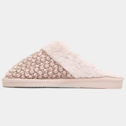 Jo & Joe Persian Womens Beige Faux Fur Slipper