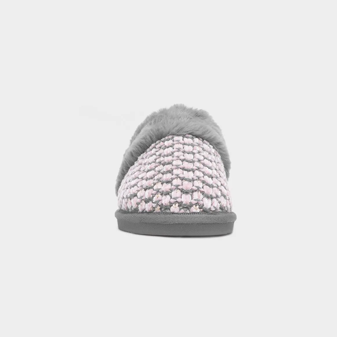 Jo & Joe Persian Womens Grey Faux Fur Slipper