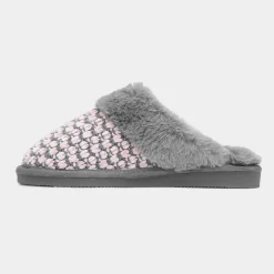 Jo & Joe Persian Womens Grey Faux Fur Slipper