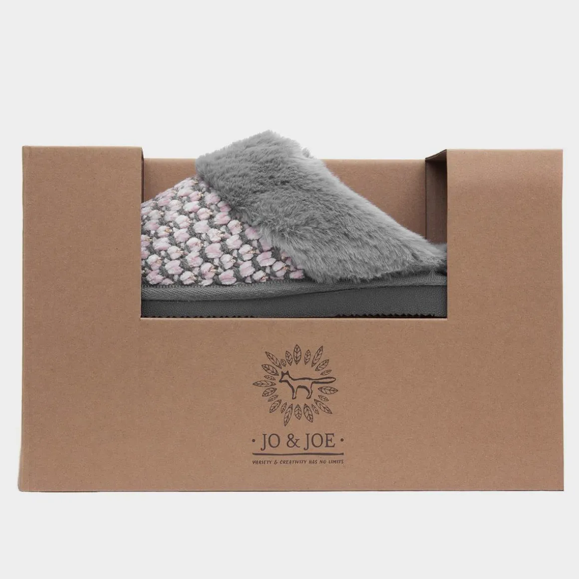 Jo & Joe Persian Womens Grey Faux Fur Slipper