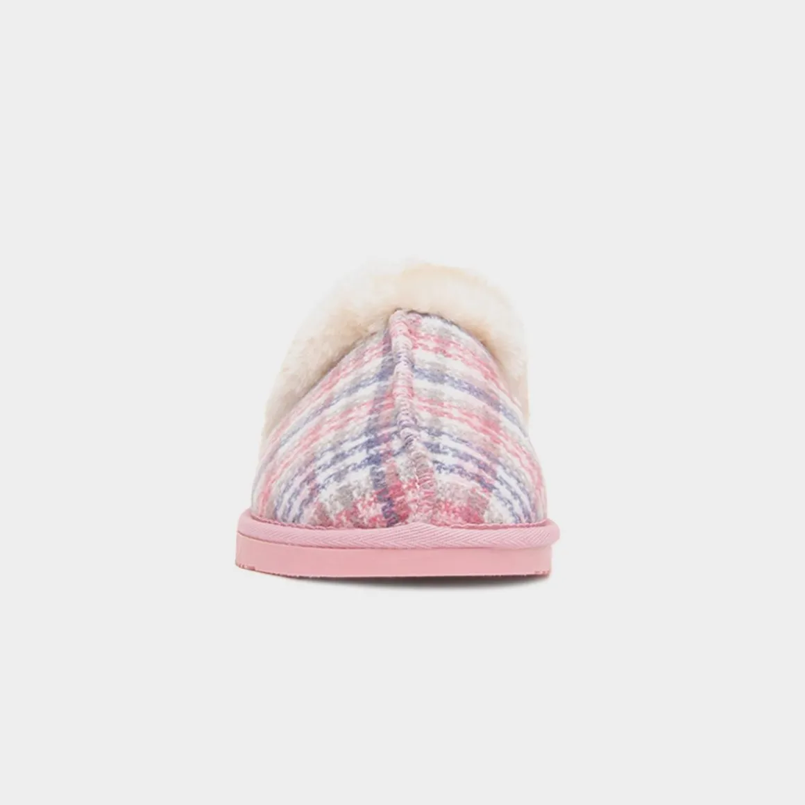 Jo & Joe Thyme Pink Womens Tartan Mule Slipper