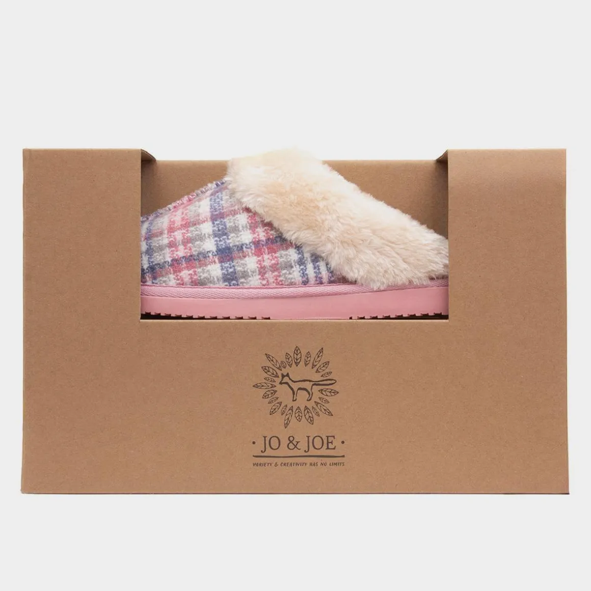 Jo & Joe Thyme Pink Womens Tartan Mule Slipper