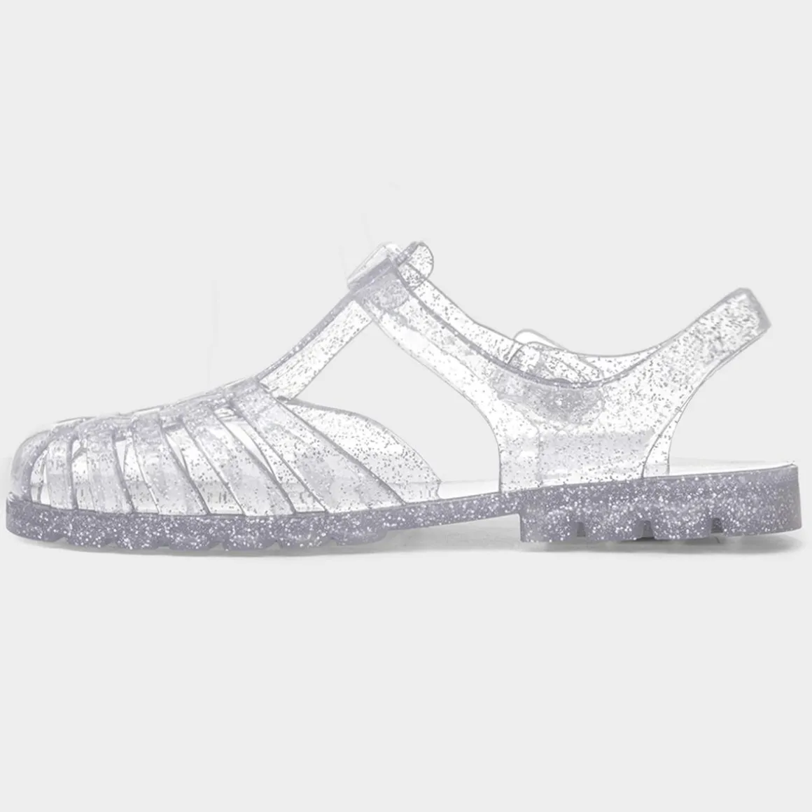 JuJu Reilly Womens Silver Glitter Jelly Sandal