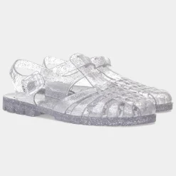JuJu Reilly Womens Silver Glitter Jelly Sandal