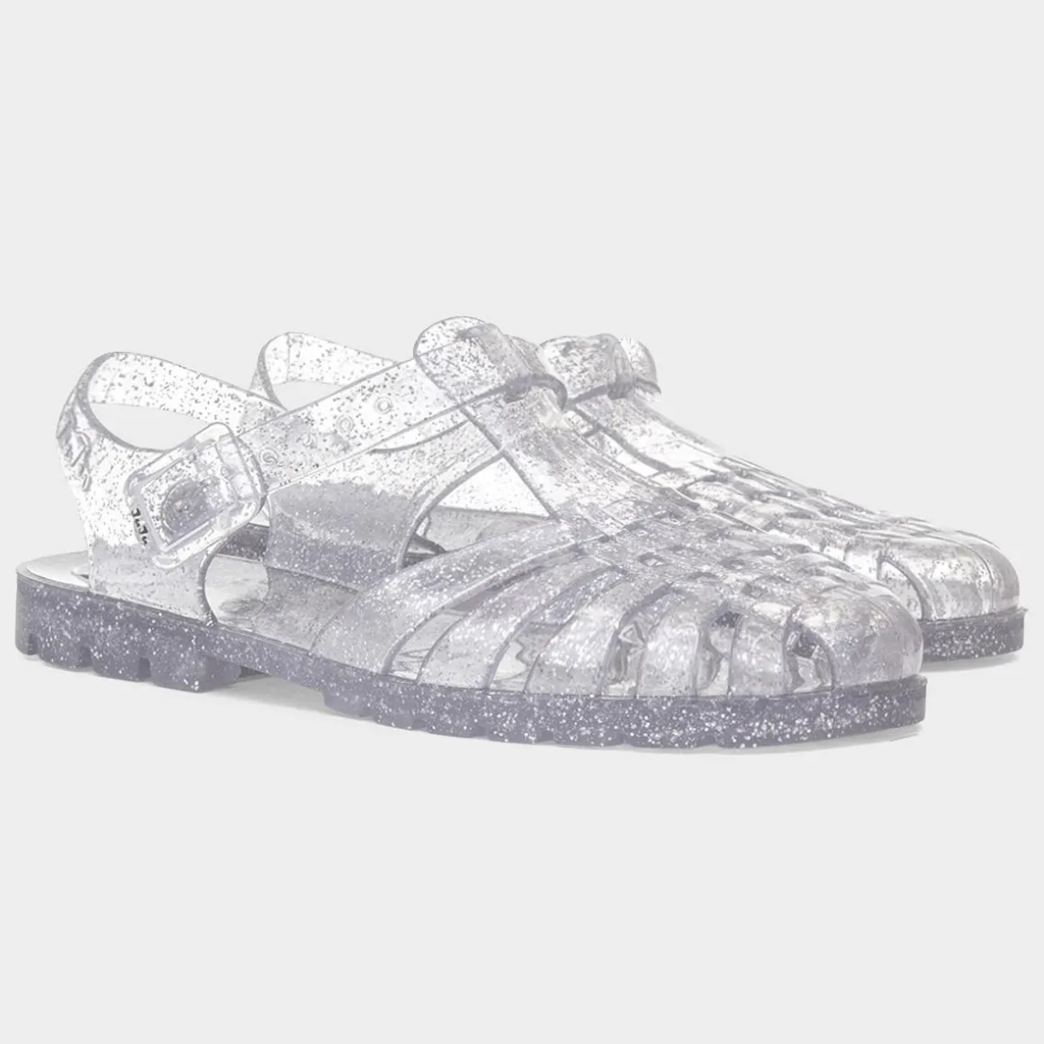 JuJu Reilly Womens Silver Glitter Jelly Sandal