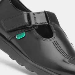 Kickers Fragma Girls Black Leather School Shoes