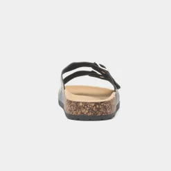 Krush Abby Womens Black Double Buckle Mule Sandal