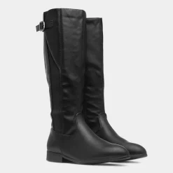 Krush Alina Womens Black Wider Fit Knee High Boot