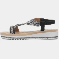 Krush Ana Womens Black Diamante Sandal