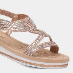 Krush Ana Womens Rose Gold Diamante Sandal